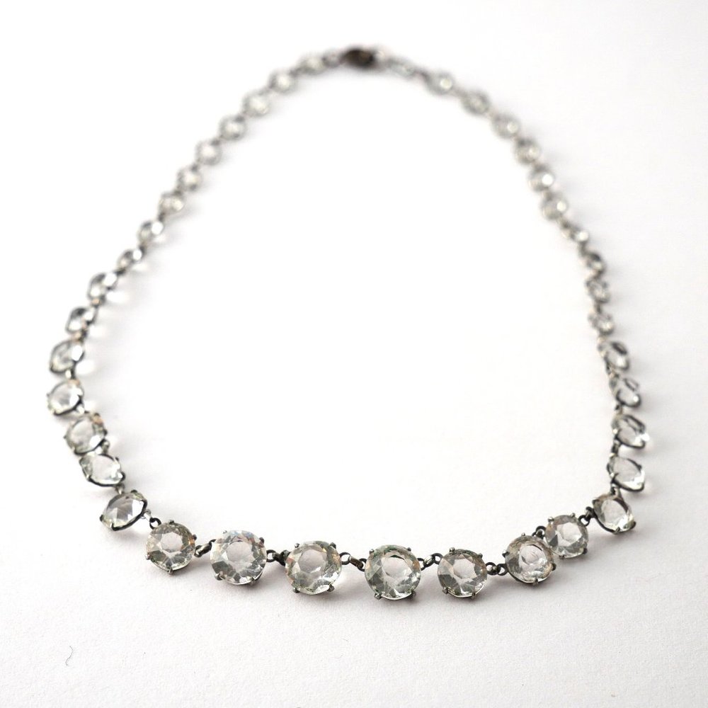 Vintage Prong Set Open Back Crystal Choker Necklace